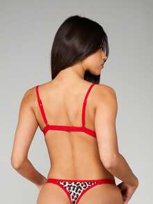 MISSGUIDED Leopard Print Triangle Bra With Red Contrast Trim For Intimate Occasions - Multicolor - View 2