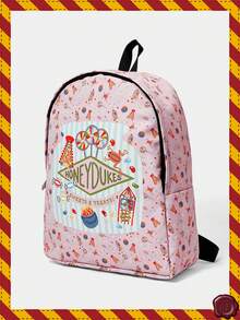 HARRY POTTER X SHEIN Cute Cartoon Pattern Backpack, Multifunctional, Lightweight, Portable, Large Capacity Backpack Suitable For Female College Students, University, Middle School, High School, Outdoor, Travel, Elementary School, Beginner, Office, Valentine's Day Gift - Multicolor - View 2