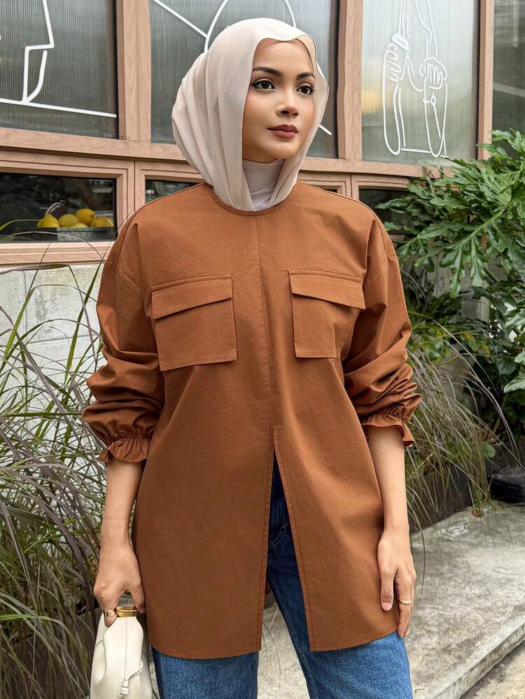 Women's Casual Solid Color Long Sleeve Shirt