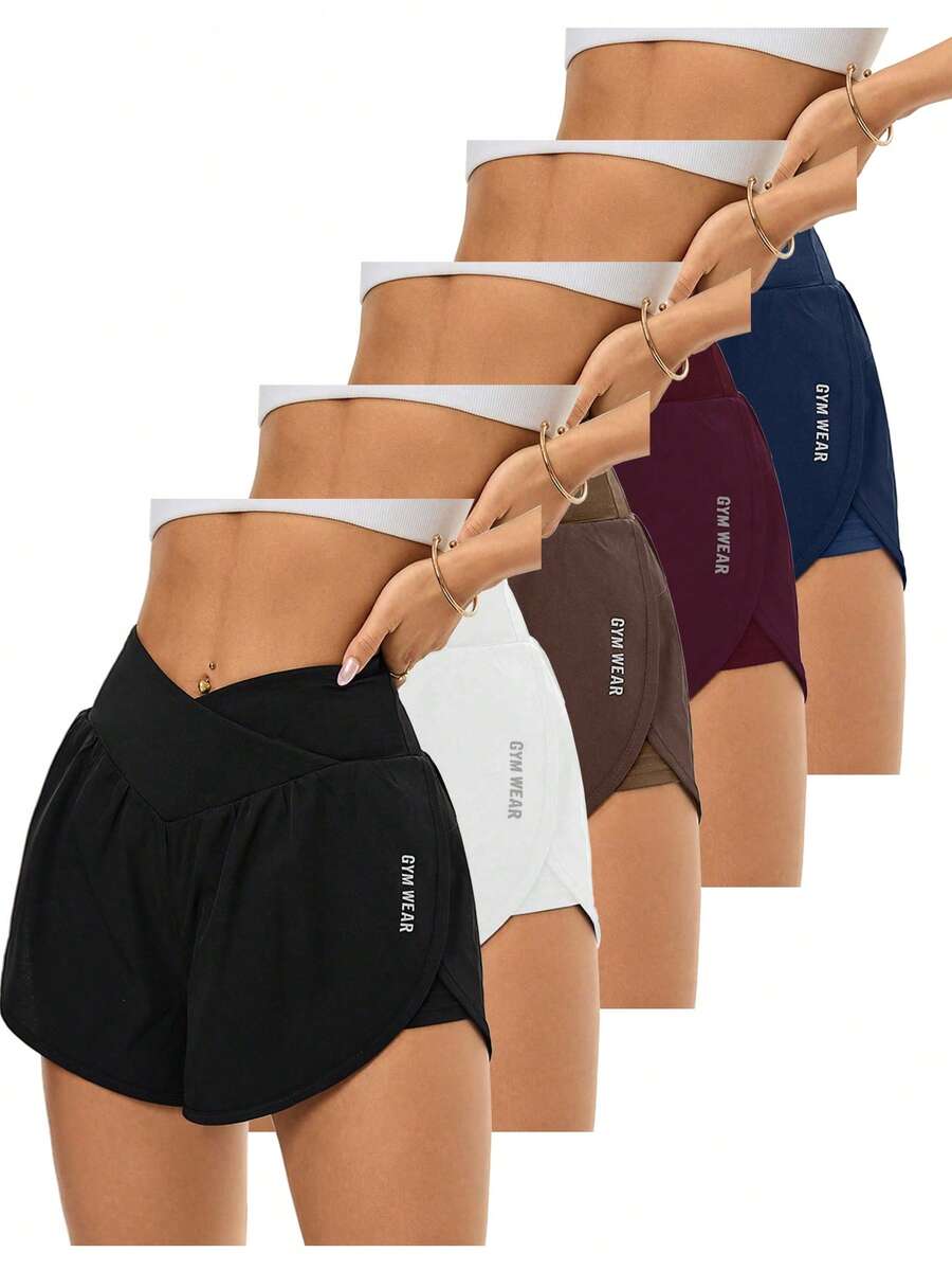 Easithlete Casual Versatile Solid Color Women V-Waist Loose Fit Shorts For Summer Sports Workout Short Black Workout Shorts