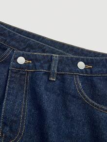 Maija Women's Dark Blue Denim Mini Skirt - Classic Design - Dark Wash - View 7