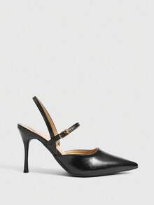 CUCCOO SZL Women's Pointed Toe Buckle Design Everyday Versatile Fashion High Heels - Black - View 2