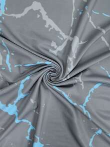 Manfinity Swimmode Men's Casual All-Over Print Round Neck Raglan Sleeve Rash Guard, Summer Men Summer Tshirts Men Graphic Tshirts Mens Graphic Tees - Grey - View 8