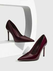 CUCCOO SZL Women Shoes Women's Pointed Stiletto Elegant Elegant Fashion Sexy Burgundy Women's High Heels Shoes Suitable For Parties Parties Banquets Nightclubs And Other Occasions Women's Shoes - Mirror burgundy - View 2