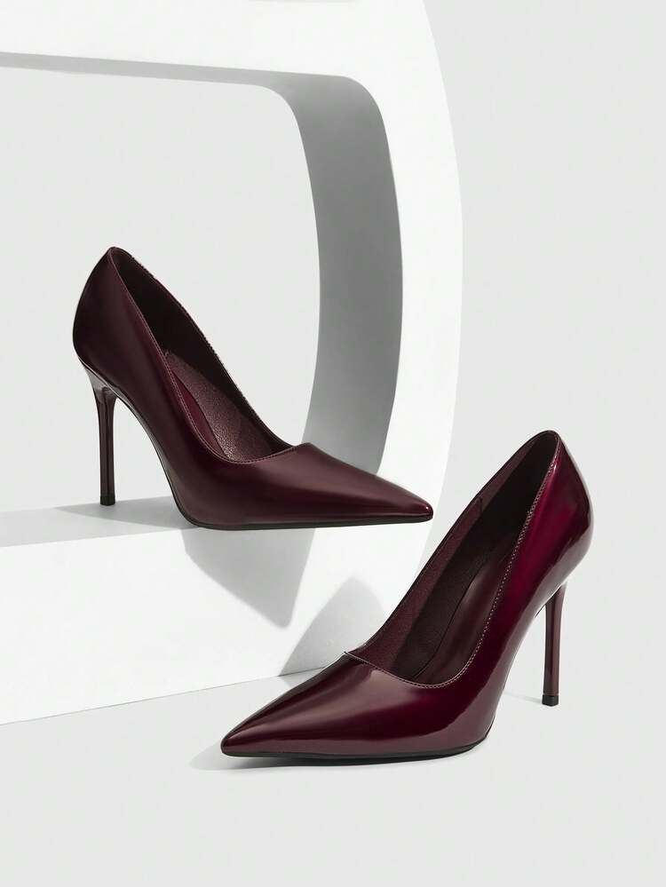 CUCCOO SZL Women Shoes Women's Pointed Stiletto Elegant Elegant Fashion Sexy Burgundy Women's High Heels Shoes Suitable For Parties Parties Banquets Nightclubs And Other Occasions Women's Shoes