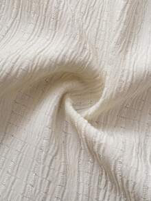 Sweetra Đầm babydoll cỡ lớn cổ chữ V phối ren tay ngắn xếp nếp thắt eo thanh lịch cổ điển dễ thương thường ngày dự tiệc ngày lễ - Màu be - Xem 6