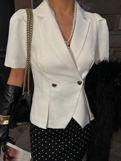 DAZY 女士泡泡袖收腰纯色优雅衬衫