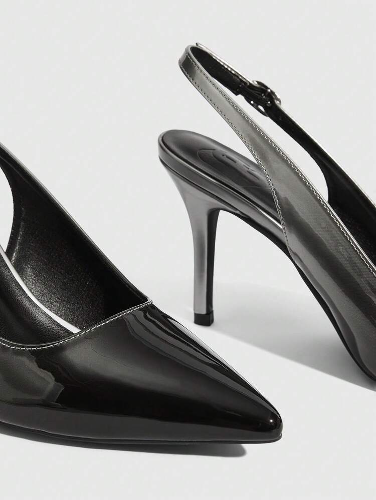 CUCCOO SZL Glossy Pointed Toe Stiletto High Heel Sandals, Elegant And Sophisticated, Suitable For Career-Oriented Women Who Prefer A Minimalist Style, For Daily Commute, Light Business, And Social Occasions, Showcasing A Capable Demeanor Through A Streamlined Design. Prom Heels