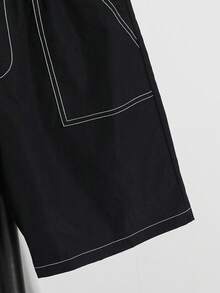 SHEIN 男童休闲舒适日常学院风韩版时尚百搭字母印花短袖Polo衫、针织上衣和口袋短裤套装，适合春夏日常穿着、运动、郊游、上学、聚会、度假、拍照、返校季等场合。 - 薄荷綠 - 查看 4
