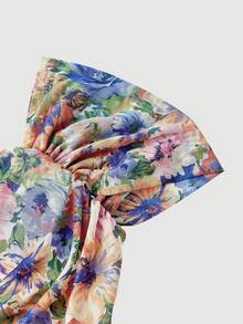 SHEIN MOD Women's Colorful Floral Off-Shoulder Fitted Long Dress, Suitable For Spring/Summer, Date, Garden, Party, Wedding Guest, Afternoon Tea ,Summer Dress - Multicolor - View 5