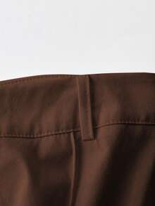 Franclia Petite 2025 春季新品：女士白色直筒休闲裤——轻松打造通勤造型，垂坠感柔软，经典百搭。 - 紅木色 - 查看 3