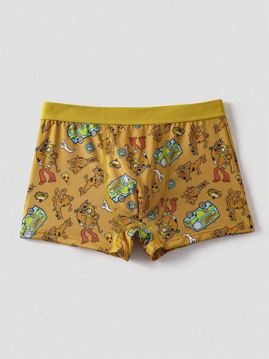 SCOOBY-DOO X SHEIN 1pc Tween Boy Cartoon Pattern Comfortable Boxer Briefs - Brown - View 1