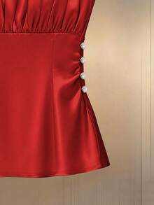 Franclia Women's Fashionable Elegant Waist Cinching Camisole - Red - View 4