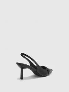 CUCCOO BIZCHIC Black Pointed Toe Metal Buckle Stiletto Heels, Minimalist European & American Style Genuine Leather Backless High Heels, Niche Design Sense Fashion Shoes, Blogger Same Style Office Commute Women's Shoes, High-End Dark Vibe Closed Toe Shoes, Luxurious Metal Decor Pointed Toe Shoes, French Retro Black High Heels Valentine's Day - Black - View 10