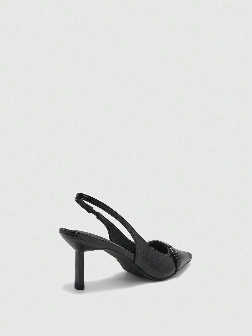 CUCCOO BIZCHIC Black Pointed Toe Metal Buckle Stiletto Heels, Minimalist European & American Style Genuine Leather Backless High Heels, Niche Design Sense Fashion Shoes, Blogger Same Style Office Commute Women's Shoes, High-End Dark Vibe Closed Toe Shoes, Luxurious Metal Decor Pointed Toe Shoes, French Retro Black High Heels Valentine's Day