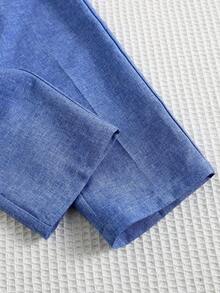 SHEIN 三件套男童绅士套装：蓝色松紧腰背心、斜襟长袖衬衫和领结，适合春夏穿着。 - 藍色 - 查看 10