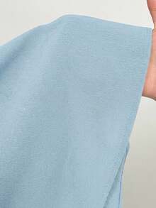 Firerie Áo sơ mi trắng dáng ôm vừa vặn, cổ cài cúc, không tay, vai rớt, tay ngắn, kiểu Trung Quốc mới, dành cho người có vóc dáng đầy đặn, thanh lịch và phù hợp đi làm. - Màu xanh lam - Xem 7