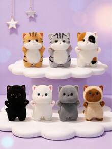 POKOJA LAND 可爱猫咪毛绒玩具，可爱站立猫咪毛绒玩偶，迷人黑猫毛绒娃娃，儿童生日礼物，儿童节礼物，情人节礼物，感恩节礼物及其他节日礼物，桌面床头装饰系列 - 彩色 - 查看 1