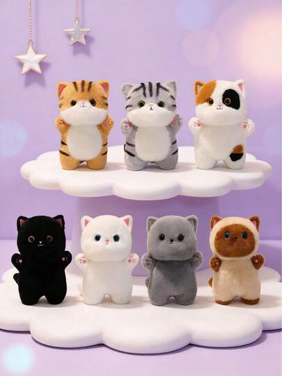 POKOJA LAND - SELECTS Cute Cat Plush Toy, Cute Plush Standing Cat Stuffed Animal, Charming Black Cat Plush Doll, Children's Birthday Gift, Children's Day, Valentine's Day, Thanksgiving And Other Holiday Gifts, Table Top Bed Decoration Collection