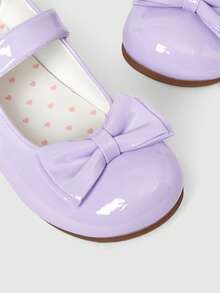 ROMWE Kawaii Women's Brown Loafers, Closed Toe Mary Jane Shoes, Bow Lace Lolita Ballet Flats - Mauve Purple - View 2