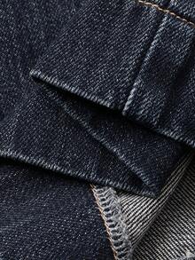 DAZY 女士宽松直筒水洗原色牛仔裤 Y2k - 藍色 - 查看 10