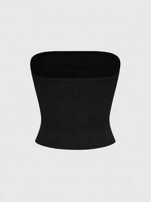 ROMWE Kawaii Cute Rabbit Emoticon Bow Tie Black Sleeveless Cotton Crop Top For Women - Black - View 5