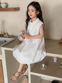 DAZY Girls Sleeveless Dress, Young Girl Fall Clothes - White - View 6