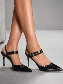 CUCCOO SZL Women Shoes Women Pointed Stiletto Black Ankle Strap Fashion Sexy Dinner Party Business Commuter Women High Heel Shoes Empty Shoes - Black - View 9