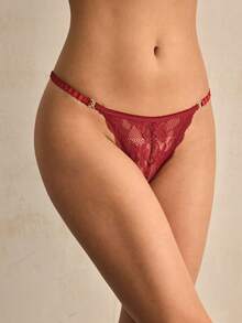 Charlaine 3 peças/pacote Calcinhas Maiô Bikini Sexy de Renda Femininas, Multicor - Multicolorido - Visão 3