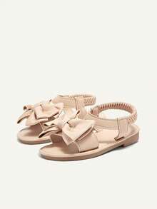 Cozy Pixies 1 Pair Of Summer Cute Girl Fun Princess Outdoor Big Bow Idyllic Vacation Fashion Versatile Party Party Children Flat Sandals - Apricot - View 4