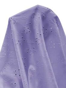 EMERY ROSE Summer Casual Solid Color Textured Lace Trim T-Shirt - Purple - View 7