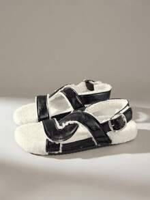 Solecia 女士搭扣设计休闲百搭平底鞋 - 黑色 - 查看 2