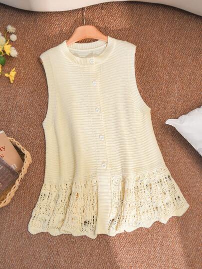 CosyJoli Plus Size Women Casual Solid Color Sleeveless Cardigan