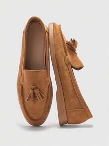 CUCCOO BIZCHIC 女士海军蓝绒面革舒适休闲乐福鞋，多功能平底套脚鞋，适合户外、通勤、工作和日常穿着 - 摩卡棕 - 查看 5