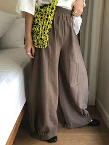 FRIFUL 女士弹力腰锥形裤 - 棕色 - 查看 7