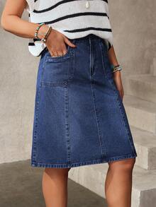 EMERY ROSE Women's Casual Daily A-Line Washed Denim Mini Skirt, Summer - Blue - View 4