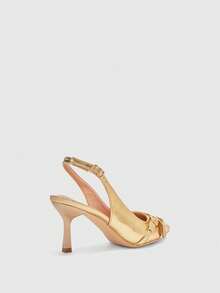 CUCCOO BIZCHIC Damskor Dam Spetsiga Tunna Höga Klackar Guldfärgade Korsrem Bakrem Mode Mångsidiga Pendlare Dagliga Arbete Dam Höga Klackar Bak Tomma Damskor - Guld 1 - Visa 9