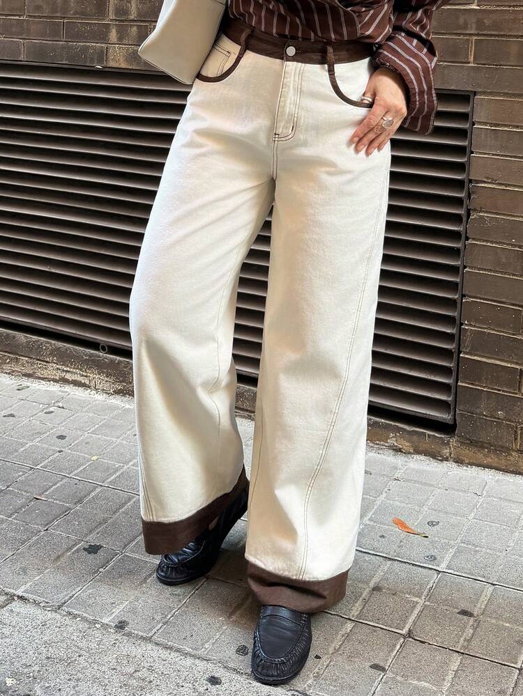 Women's Color Block Straight Leg Jeans