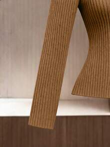 GlowEve Áo cardigan dài tay màu đen cổ bẻ, thắt eo, chất liệu vải gân mịn, đa năng cho cả mặc hàng ngày và hoạt động ngoài trời, thích hợp cho mùa xuân và mùa thu. - Màu Khaki - Xem 3