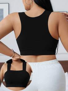 1 pieza Sujetador inalámbrico cómodo y sin costuras de talla grande - Negro - Ver 2