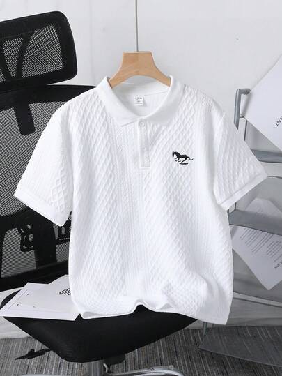 Teenage Boys' Colorblock Ribbed Striped Short Sleeve Polo Shirt