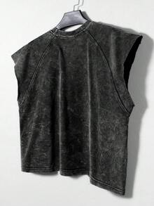 PAVTROS 男士夏季休闲水洗复古背心，巴西黄绿配色男士针织衫，春夏皆宜，夏季，度假，复古，外出，派对，节日，送给男友的礼物，街头风，运动 - 黑色 - 查看 2