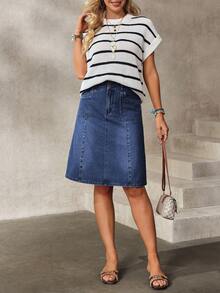 EMERY ROSE Women's Casual Daily A-Line Washed Denim Mini Skirt, Summer - Blue - View 5