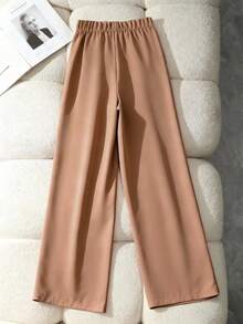 SHEIN Franclia Women's Casual Minimalist Versatile Fashion Suit Pants - Khaki - View 2