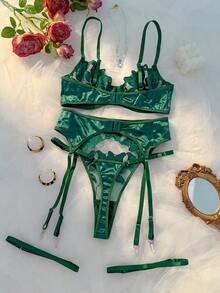 5pcs Women's Sexy Lingerie Set - Green - View 2
