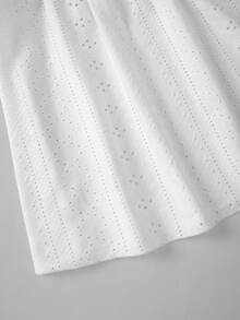 SHEIN PETITE Áo kiểu nữ dáng nhỏ nhắn cổ chữ V, bèo nhún, thắt eo, phong cách thường ngày. - trắng - Xem 3