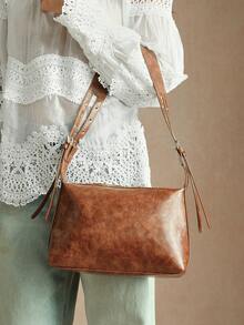 SHECARRY Chic & Sexy Style New Fashion Large Capacity Minimalist Underarm Bag, Summer High-End Rivet Pillow Bag - Brown - View 6