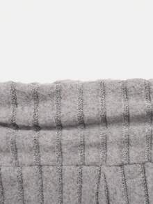 SHEIN 少女休闲撞色翻边腰阔腿运动裤，春夏返校季 - 灰色 - 查看 7