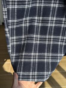 SHEIN EZwear 加大码女式格子裤，黑白格子松紧腰带口袋阔腿休闲宽松裤，女式冬季服装 - 彩色 - 查看 6