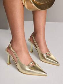 CUCCOO SZL Women's High Heel Pumps, Office/Commute High Heel Pumps, Fashionable High Heel Pumps - Light gold - View 3